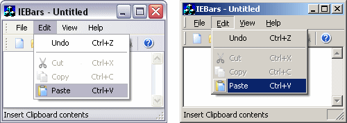 IE-style menu and toolbar